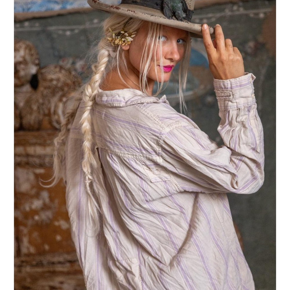 Magnolia Pearl Cream and Purple Striped Tunic
